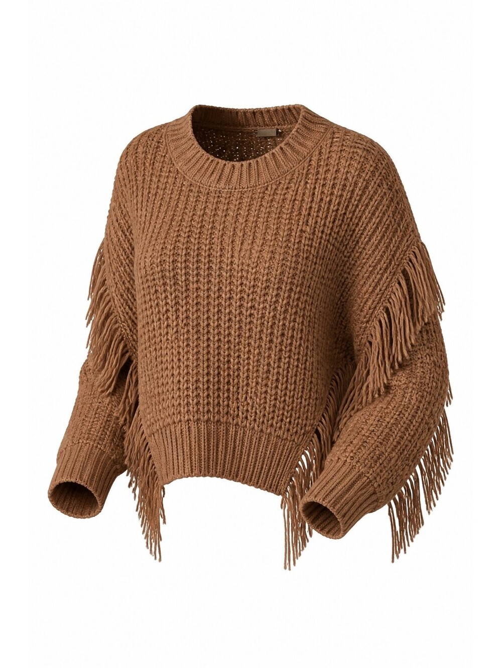 Vivid Importers Brown Knit Fringe Sweater md/lg